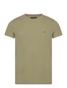 Stretch Slim Fit Tee Tops T-Kortærmet Skjorte Khaki Green Tommy Hilfiger