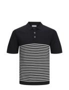 Jjeemil Knit Polo S/S Sn Tops Knitwear Short Sleeve Knitted Polos Black Jack & J S