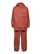 Basic Rainwear Set -Solid Pu Outerwear Rainwear Rainwear Sets Red CeLaVi