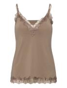 Rwbillie Lace Strap Top Tops T-shirts & Tops Sleeveless Beige Rosemunde