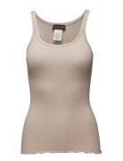 Silk Top W/ Elastic Band Tops T-shirts & Tops Sleeveless Beige Rosemunde