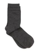 Wool Rib Socks Sokker Strømper Grey Mp Denmark