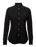 Slim Fit Knit Cotton Oxford Shirt Tops Shirts Long-sleeved Black Polo Ralph Lauren