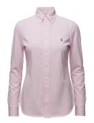 Slim Fit Knit Cotton Oxford Shirt Tops Shirts Long-sleeved Pink Polo Ralph Lauren