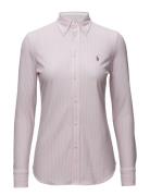 Striped Knit Oxford Shirt Tops Shirts Long-sleeved Pink Polo Ralph Lauren