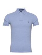 Slim Fit Mesh Polo Shirt Tops Polos Short-sleeved Blue Polo Ralph Lauren