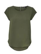 Onlvic S/S Solid Top Noos Ptm Tops Blouses Short-sleeved Khaki Green ONLY