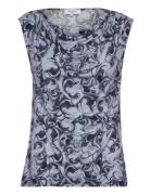 Viscose T-Shirt Tops T-shirts & Tops Sleeveless Blue Rosemunde