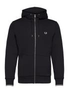 Hooded Zip Sweatshirt Tops Sweatshirts & Hoodies Hoodies Navy Fred Perry