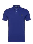 Slim Fit Mesh Polo Shirt Tops Polos Short-sleeved Blue Polo Ralph Lauren