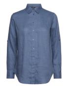 Relaxed Fit Linen Shirt Tops Shirts Long-sleeved Blue Lauren Ralph Lauren