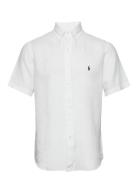 Custom Fit Linen Shirt Tops Shirts Short-sleeved White Polo Ralph Lauren