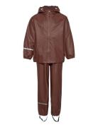 Basic Rainwear Set -Recycle Pu Outerwear Rainwear Rainwear Sets Brown CeLaVi