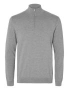 Slhberg Half Zip Cardigan Noos Tops Knitwear Half Zip Jumpers Grey Selected Homme