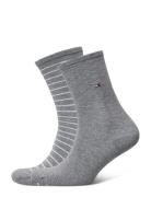 Th Women Sock 2P Small Stripe Lingerie Socks Regular Socks Grey Tommy Hilfiger