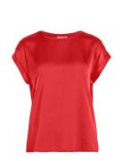 Viellette S/S Satin Top - Noos Tops T-shirts & Tops Short-sleeved Red Vila