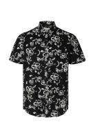 Slhregnew-Linen Shirt Ss Classic W Tops Shirts Short-sleeved Black Selected Homme