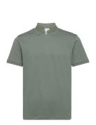 Slhfave Zip Ss Polo Noos Tops Polos Short-sleeved Khaki Green Selected Homme