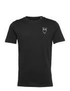 Owl Chest Tee - Gots/Vegan Tops T-Kortærmet Skjorte Black Knowledge Cotton Apparel