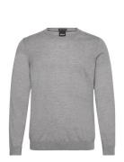 Leno-P Tops Knitwear Round Necks Blue BOSS