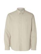 Slhregnew-Linen Shirt Ls Classic Tops Shirts Casual Beige Selected Homme