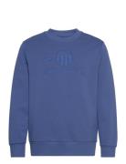 Reg Tonal Shield Cneck Sweat Tops Sweatshirts & Hoodies Sweatshirts Blue GANT