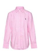 Striped Cotton Poplin Shirt Tops Shirts Long-sleeved Shirts Pink Ralph Lauren Kids