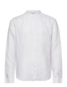 Slhregkylian-Linen Shirt Ls Band B Tops Shirts Casual White Selected Homme