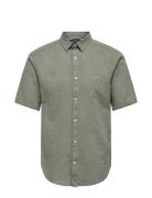 Onscaiden Life Ss Solid Linen Shirt Noos Tops Shirts Short-sleeved Green ONLY & SONS