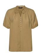 Rosebaybbkarly Shirt Tops Blouses Short-sleeved Khaki Green Bruuns Bazaar