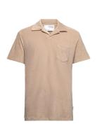 Slhrelax-Terry Ss Resort Polo Ex Tops Polos Short-sleeved Beige Selected Homme