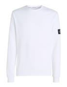 Badge Waffle Ls Tee Tops Sweatshirts & Hoodies Sweatshirts White Calvin Klein Jeans