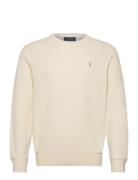 Textured Cotton Crewneck Sweater Tops Knitwear Round Necks Cream Polo Ralph Lauren