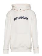 Hilfiger Arched Hoodie Tops Sweatshirts & Hoodies Hoodies Cream Tommy Hilfiger