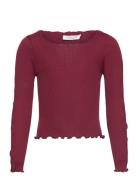 Silk T-Shirt Tops T-shirts Long-sleeved T-Skjorte Burgundy Rosemunde Kids