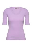 Ludmilla Ss Tee Gots Tops T-shirts & Tops Short-sleeved Purple Basic Apparel