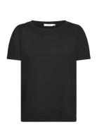 T-Shirt With Pleats Tops T-shirts & Tops Short-sleeved Black Coster Copenhagen