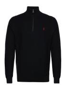 Mesh-Knit Cotton Quarter-Zip Sweater Tops Knitwear Half Zip Jumpers Black Polo Ralph Lauren