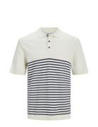 Jjeemil Knit Polo S/S Sn Tops Knitwear Short Sleeve Knitted Polos White Jack & J S