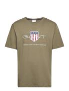 Reg Archive Shield Ss T-Shirt Tops T-Kortærmet Skjorte Khaki Green GANT