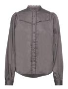 Lr-Isla Solid Tops Blouses Long-sleeved Grey Levete Room