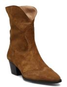 Bootie - Block Heel - With Zippe Shoes Boots Ankle Boots Ankle Boots With Heel Brown ANGULUS