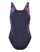 Womens Hyper Boom Splice Muscleback Sport Swimsuits Navy Speedo