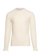 Nkfvianna Ls Slim Knit N Tops T-shirts Long-sleeved T-Skjorte Cream Name It