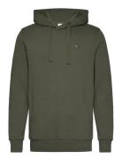 Hood Basic Badge Sweat - Gots/Vegan Tops Sweatshirts & Hoodies Hoodies Khaki Green Knowledge Cotton Apparel