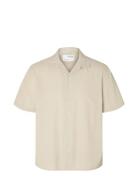 Slhrelaxsun Shirt Ss Resort Tops Shirts Short-sleeved Beige Selected Homme