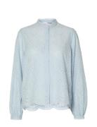 Slftatiana L/S Embr Shirt Noos Tops Shirts Long-sleeved Blue Selected Femme