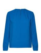 Metal Bar Long Sleeve Blouse Tops Blouses Long-sleeved Blue Calvin Klein