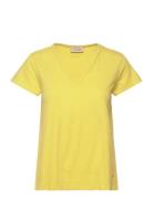 Mmtulli V-Ss Basic Tee Tops T-shirts & Tops Short-sleeved Yellow MOS MOSH