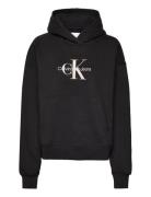 Premium Monologo Hoodie Tops Sweatshirts & Hoodies Hoodies Black Calvin Klein Jeans